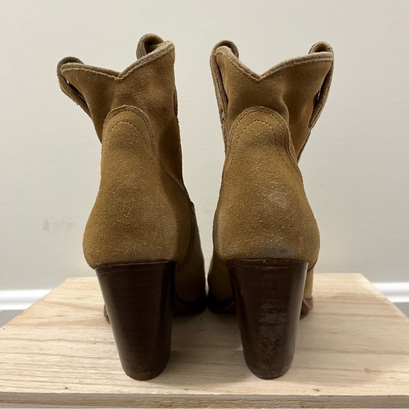 Frye Ilana Beige Suede Leather Western Ankle Boot 7.5 - Picture 4 of 6